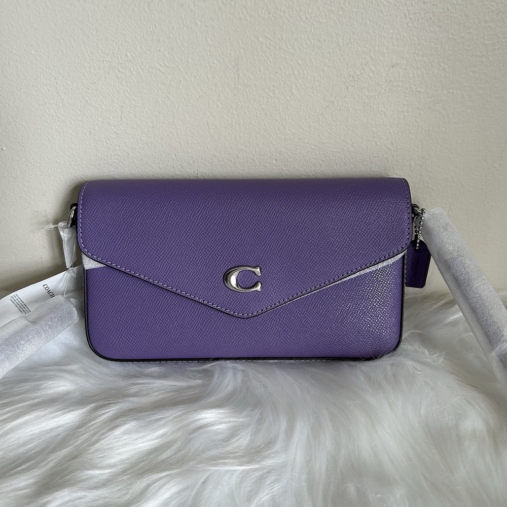Coach‎ Wyn Washed Plum Crossgrain Leather Crossbody Bag NEW